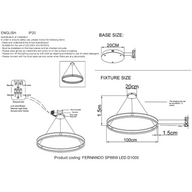 Люстра Crystal Lux FERNANDO SP88W LED D1000 COFFEE/BLACK